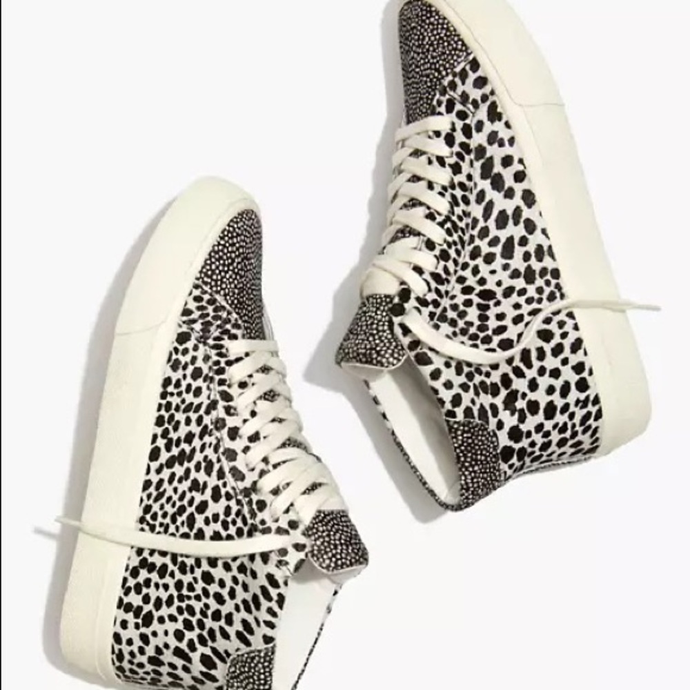 Madewell High Top Sidewalk Sneaker in Calf Hair Size 5
